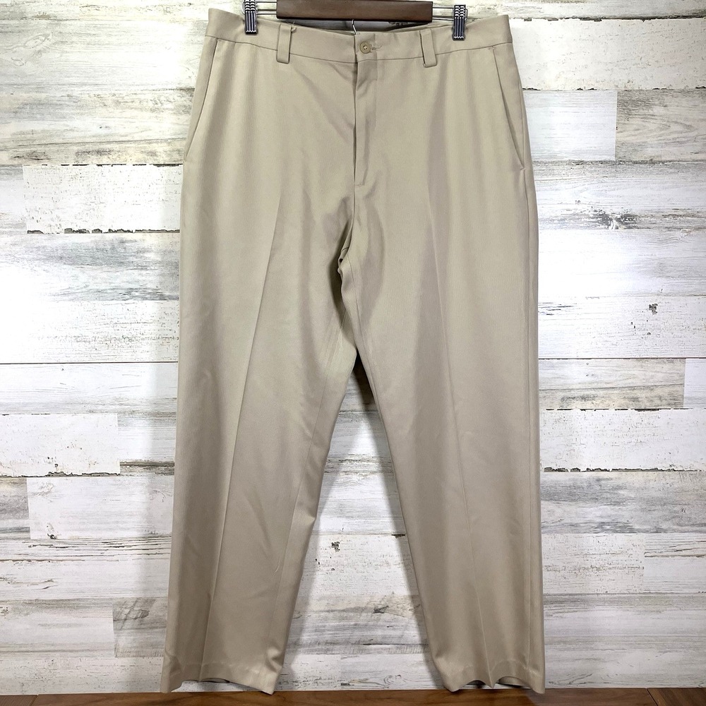 Kenneth Cole Mens Tan REACTION Straight Leg Flat Front Dress Pants Size 36x31‎